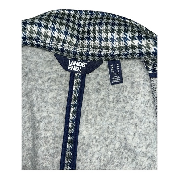 Lands' End Green and Blue Houndstooth Blazer Classic Notched Lapel - Picture 9 of 13